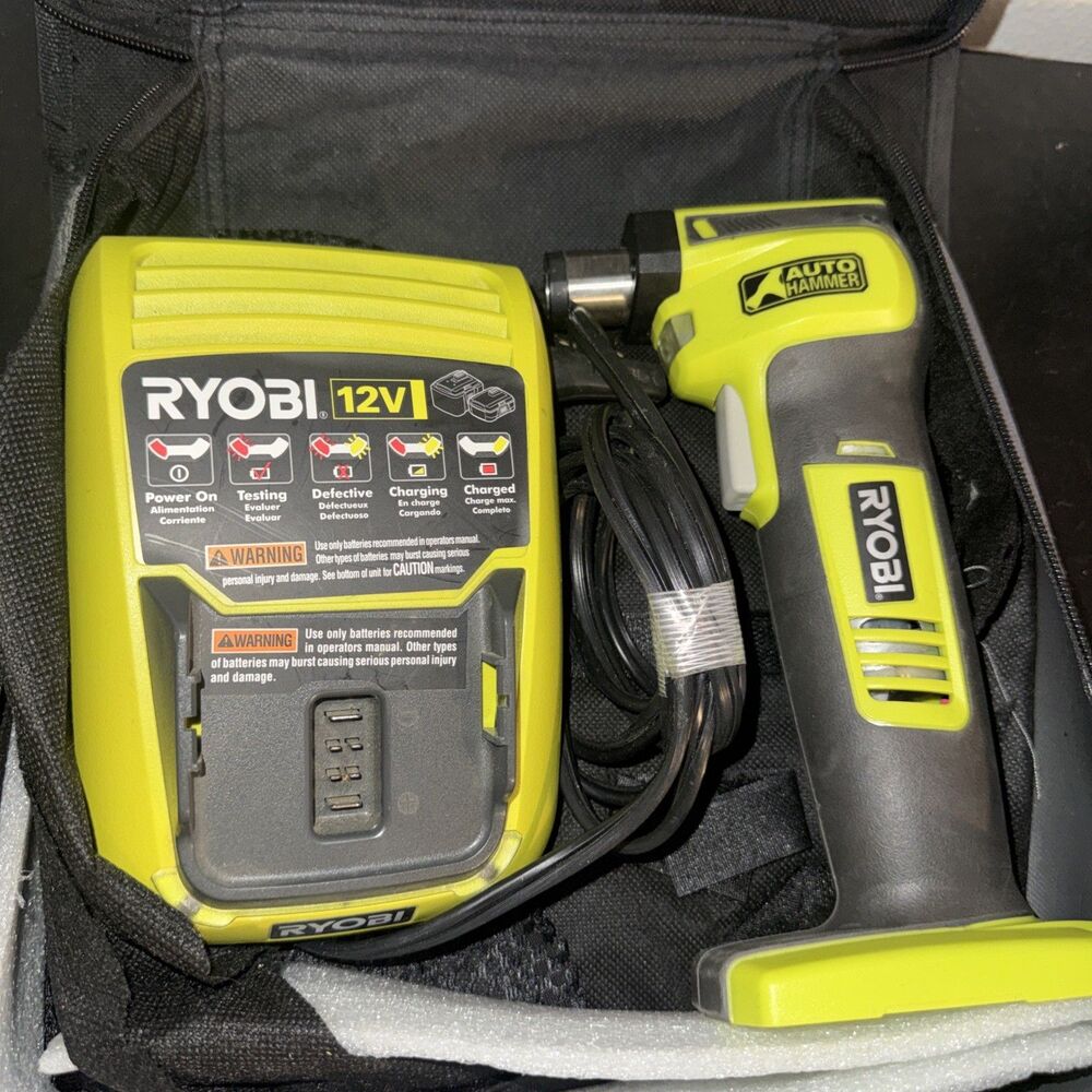 Ryobi JG001 12V Auto Hammer Tool - Includes Tool,  CHARGER, Case Zipper Broken